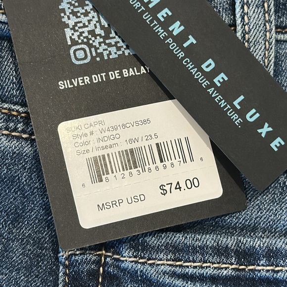 Silver Jeans Co Women's Suki Mid-Rise Curvy Capri Jeans 16W‎ Indigo NWT - Picture 9 of 9